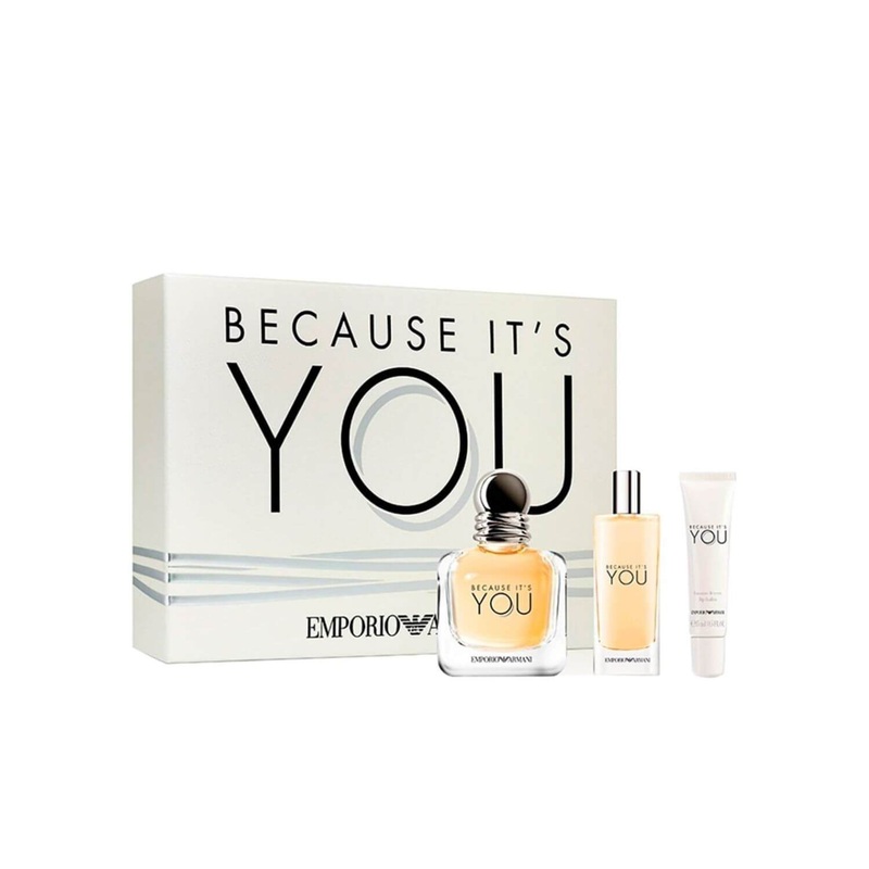 GIORGIO ARMANI – BECAUSE IT’S YOU GIFT SET SIZES: 100 ML EAU DE PARFUM, 15 ML EAU DE PARFUM, 75 ML BODY LOTION