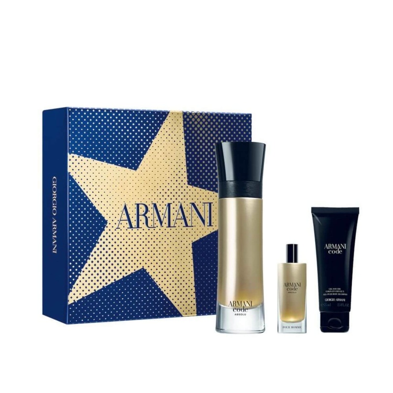 GIORGIO ARMANI – CODE ABSOLU GIFT SET SIZES: 110 ML EAU DE PARFUM, 15 ML EAU DE PARFUM, 75 ML SHOWER GEL