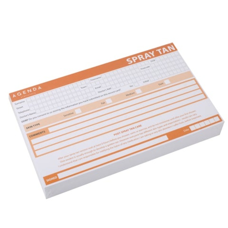 Spray Tan Record Cards