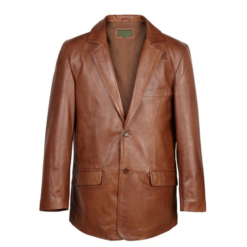 Elite Chestnut Mens Brown Leather Blazer