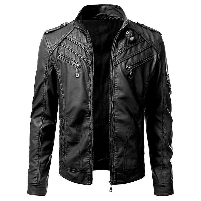 Elite Men’s Black Slim Fit Biker Real Leather Jacket