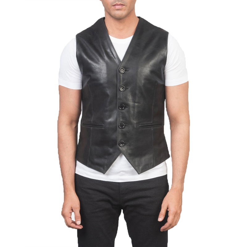 Elite Men’s Distressed Genuine Sheepskin Leather Vest GNXB16109942987