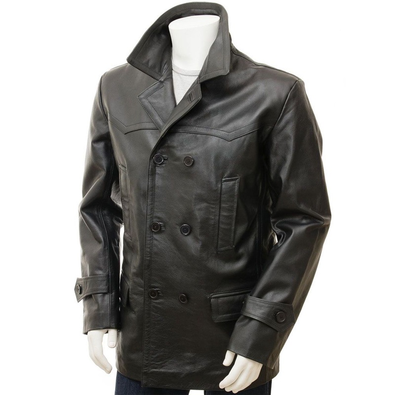 Elite Men’s Real Sheepskin Leather Classic Style Peacoat