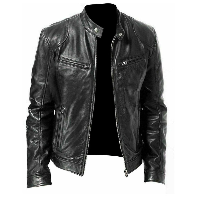 Elite Men’s Sword Cafe Racer Biker Real Sheepskin Leather Jacket