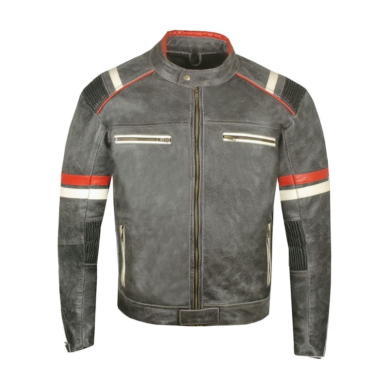 Elite Men’s Vintage Cafe Racer Distressed Black Biker Leather Jacket