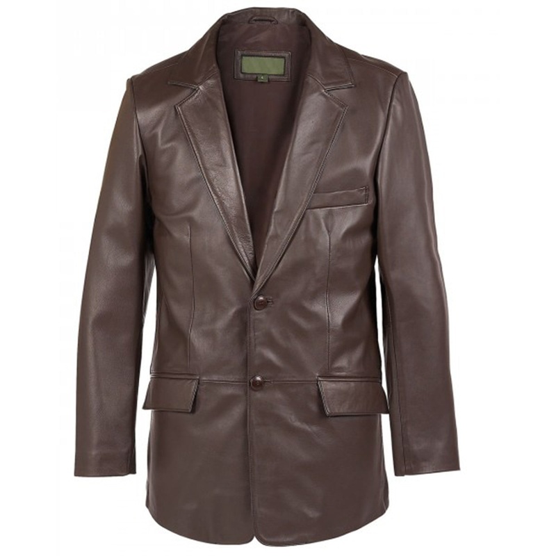 Elite Mens Brown Leather Blazer