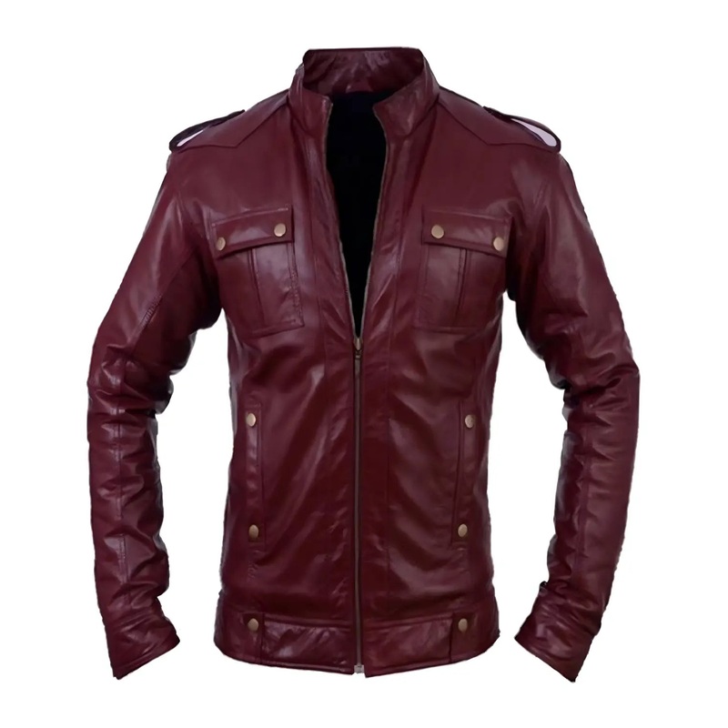 Elite Mens Cherry Biker Vintage Motorcycle Maroon Leather Jacket