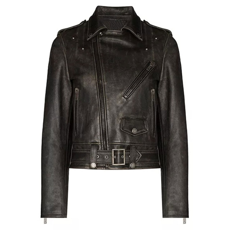 Elite Distressed Brown Leather Jacket Womens