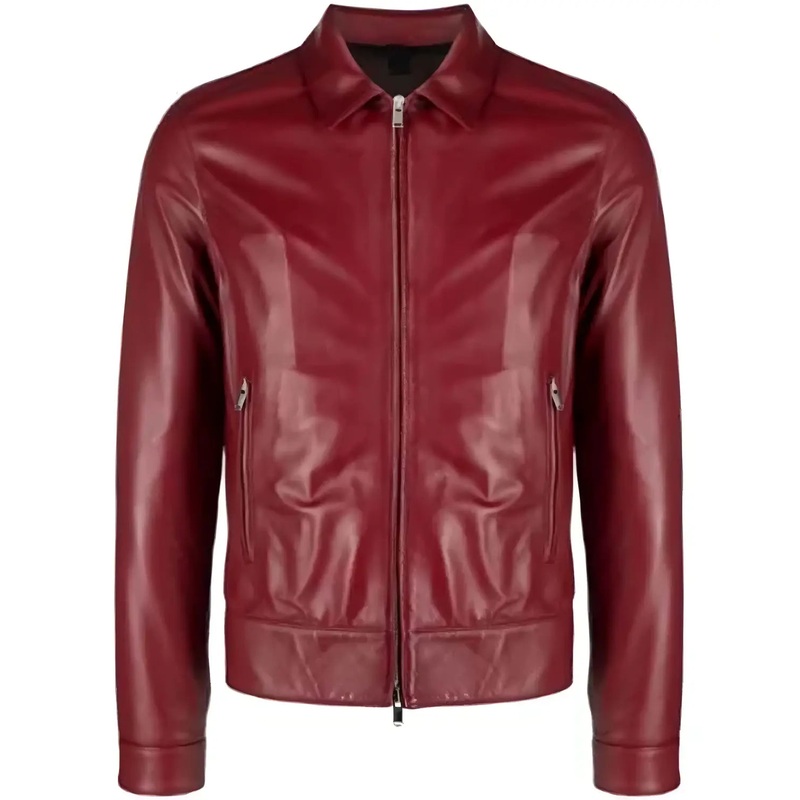 Elite Mens Plain Red Leather Jacket