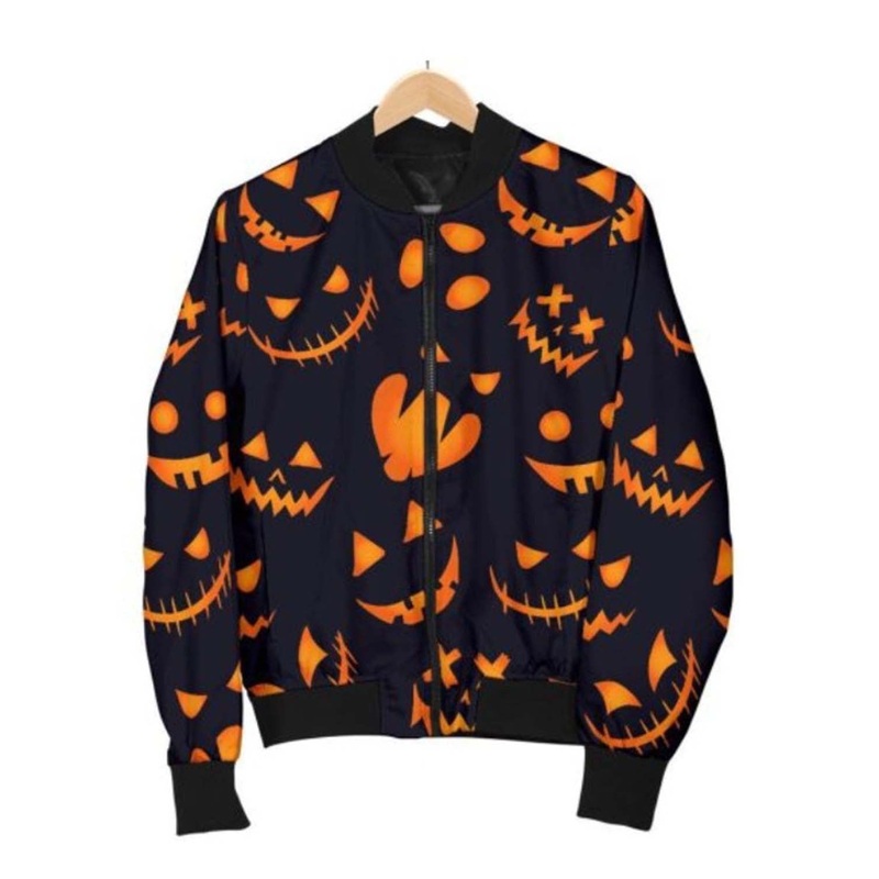Elite Halloween Pattern Pumpkins Bomber Jacket