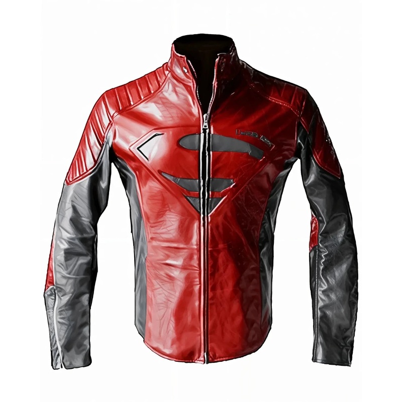 Elite Men’s Superhero S Logo Costume Motorcycle Red and Black Biker Leather Jacket