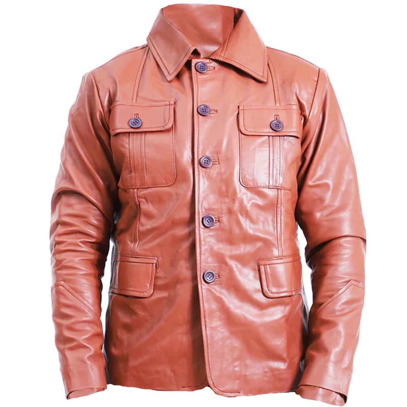 Elite Men’s Tan Brown Leather Coat