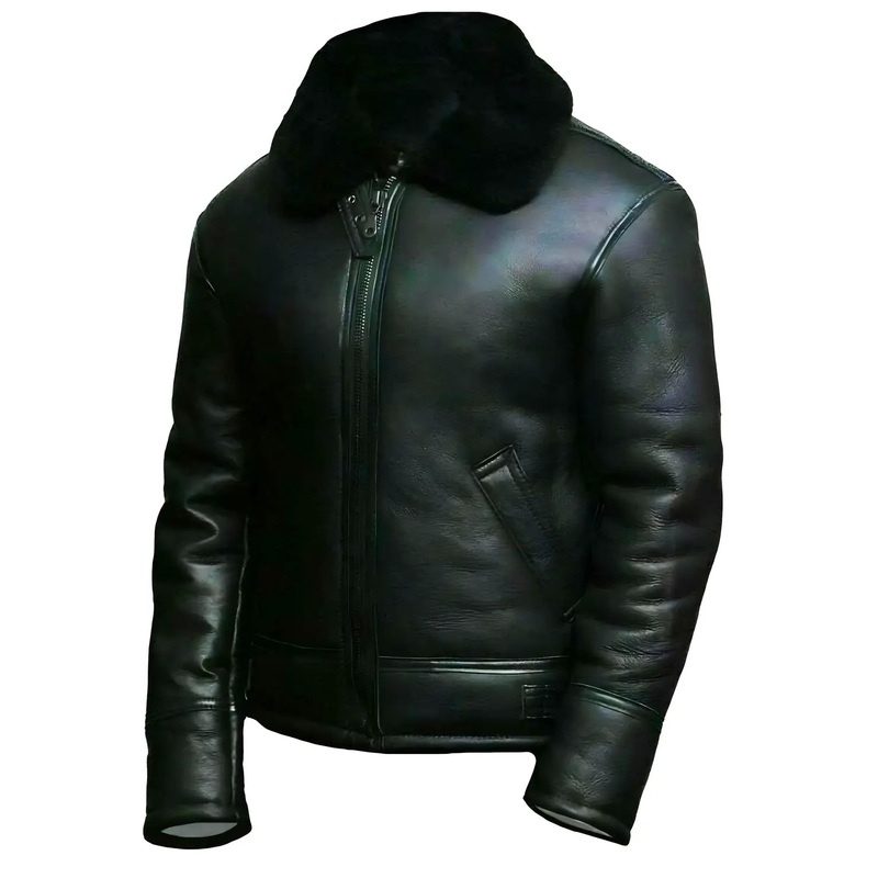 Elite B3 Bomber RAF Aviator Pilot Black Leather Jacket