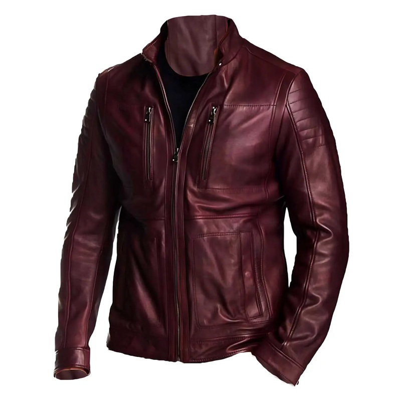 Elite Oliver Arrow Maroon Leather Jacket