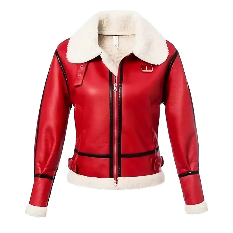 Elite Christmas Womens Red Leather Jacket
