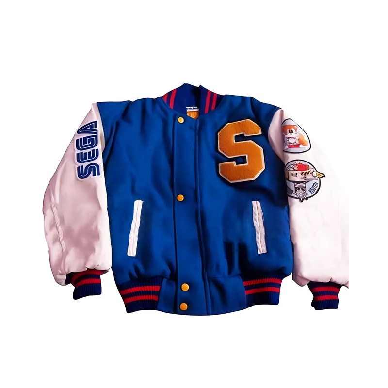 Elite Sonic the Hedgehog Blue and White Bomber Jacket