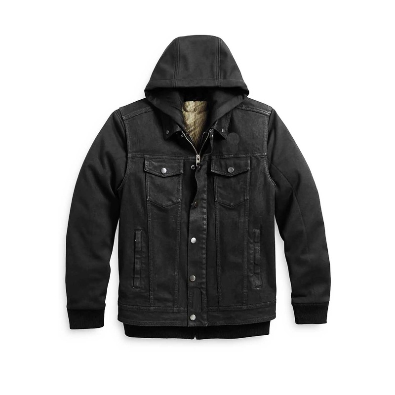 Elite Mens Motorcycle 3 In 1 Black Denim Jacket