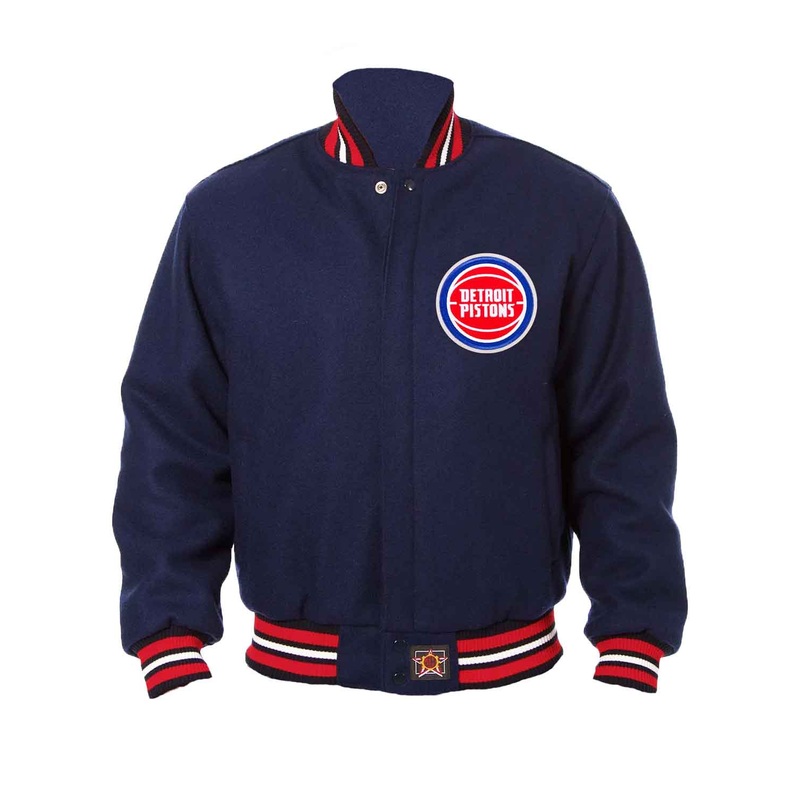 Elite Detroit Pistons Navy Blue Bomber Wool Jacket