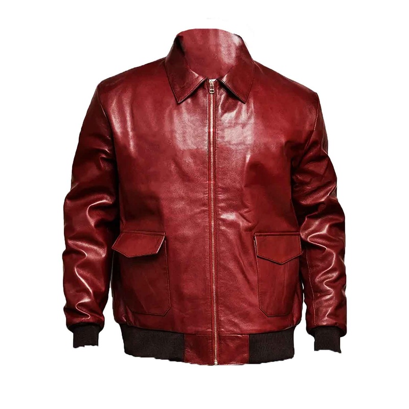 Elite Drake Maroon Bomber Maroon Leather Jacket