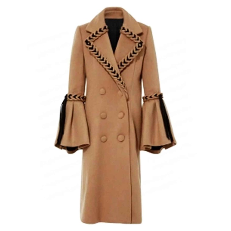 Elite Emily Blunt Braided Wool Coat