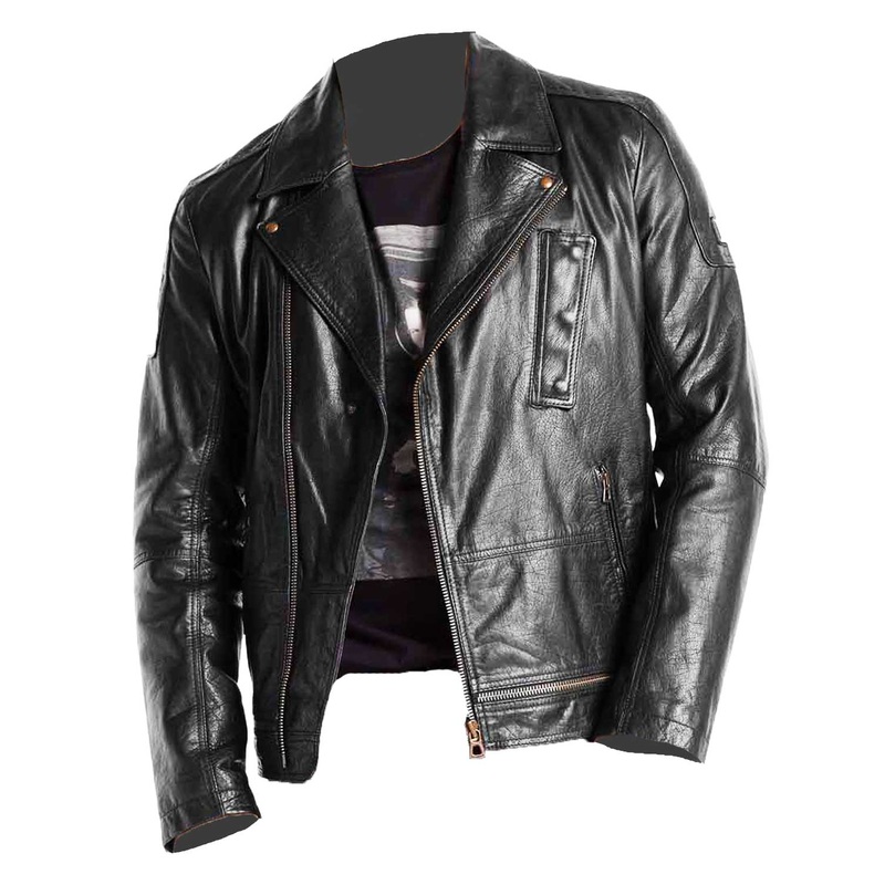 Elite Mens Asymmetrical Black Leather Motorcycle Jacket