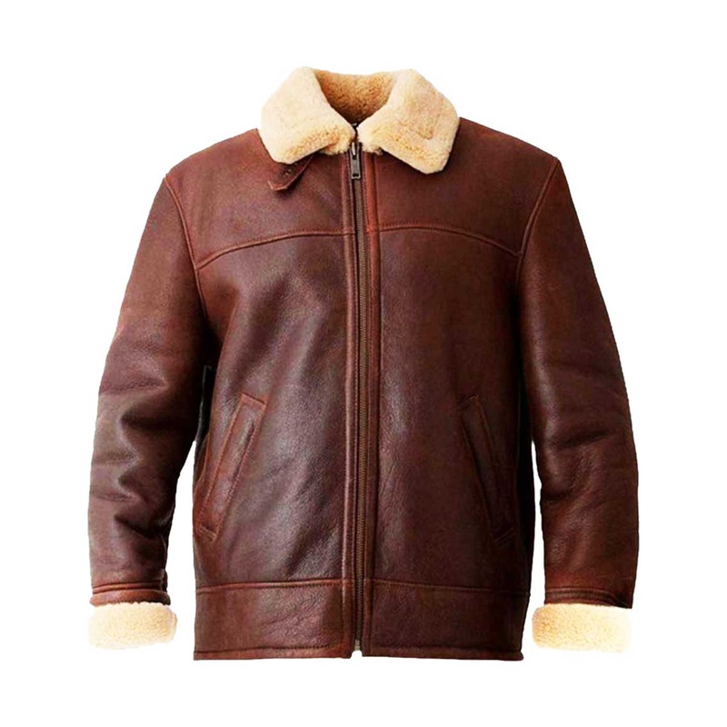 Elite Mens Aviator Brown Leather Jacket