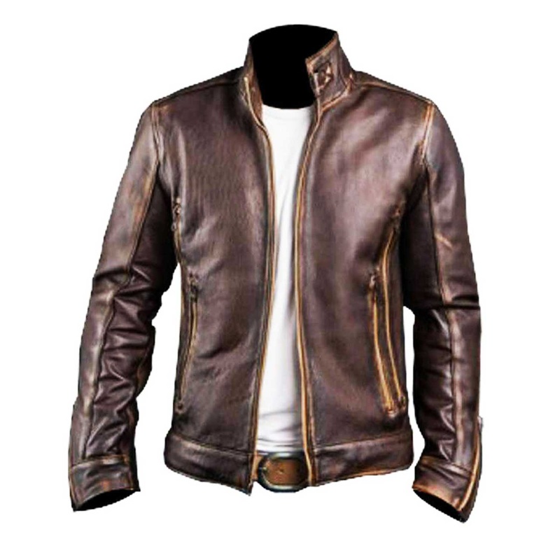 Elite Mens Cafe Racer Distressed Leather Jacket
