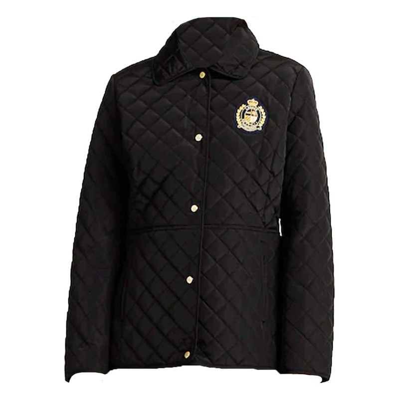 Elite Lauren Ralph Lauren Black Crest Patch Diamond Quilted Jacket