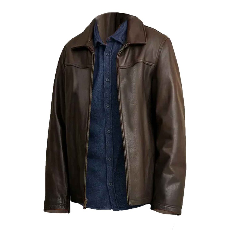 Elite Mens Brown Leather Jacket with Thinsulate Lining