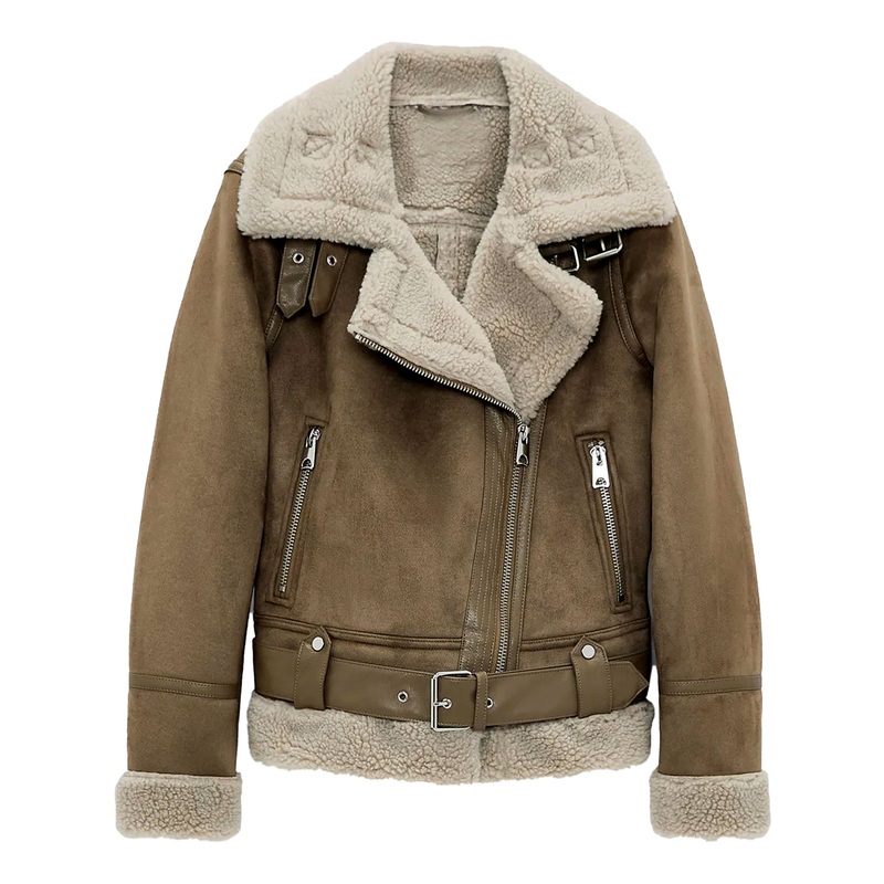 Elite La Brea Natalie Zea Suede Shearling Jacket