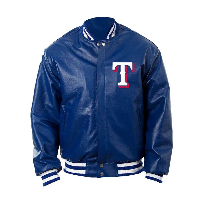 Elite Letterman Texas Rangers Royal Blue Leather Jacket