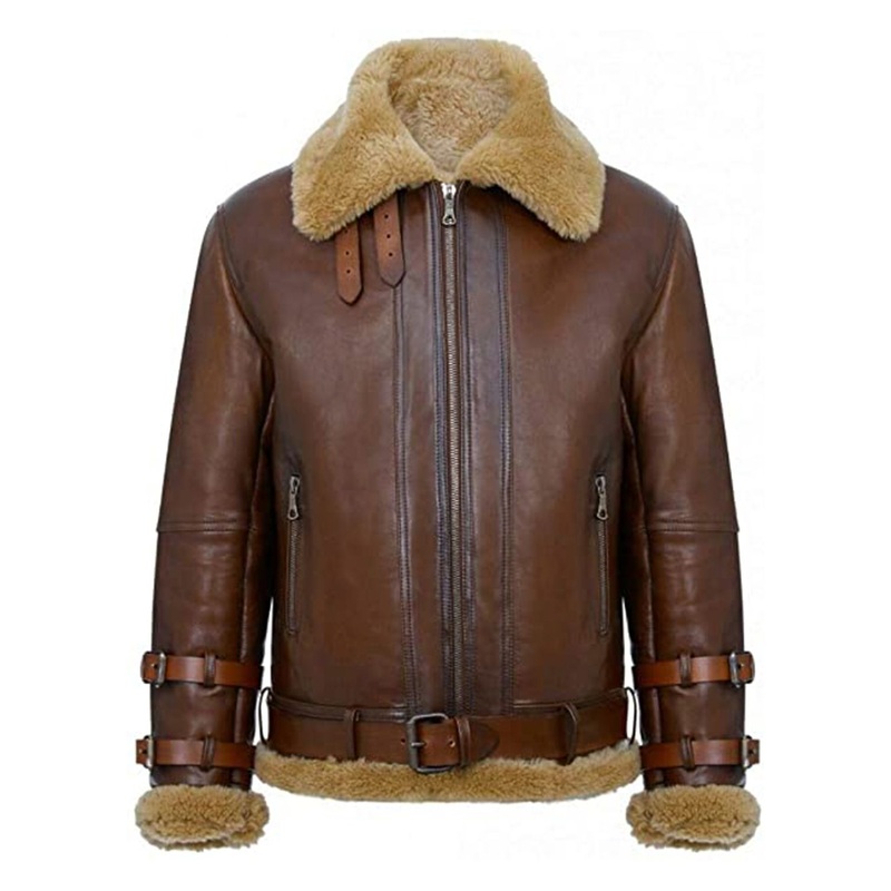 Elite Men’s Airforce Brown RAF B3 Aviator Real Leather Jacket
