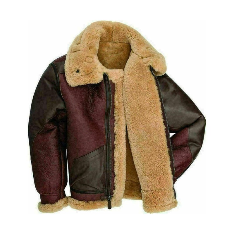 Elite Men’s Cockpit Maroon Genuine Sheepskin Leather Jacket
