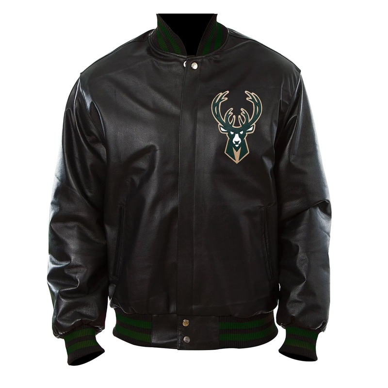 Elite Milwaukee Bucks Letterman Black Leather Jacket