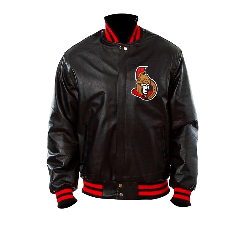 Elite Ottawa Senators Black Varsity Leather Jacket