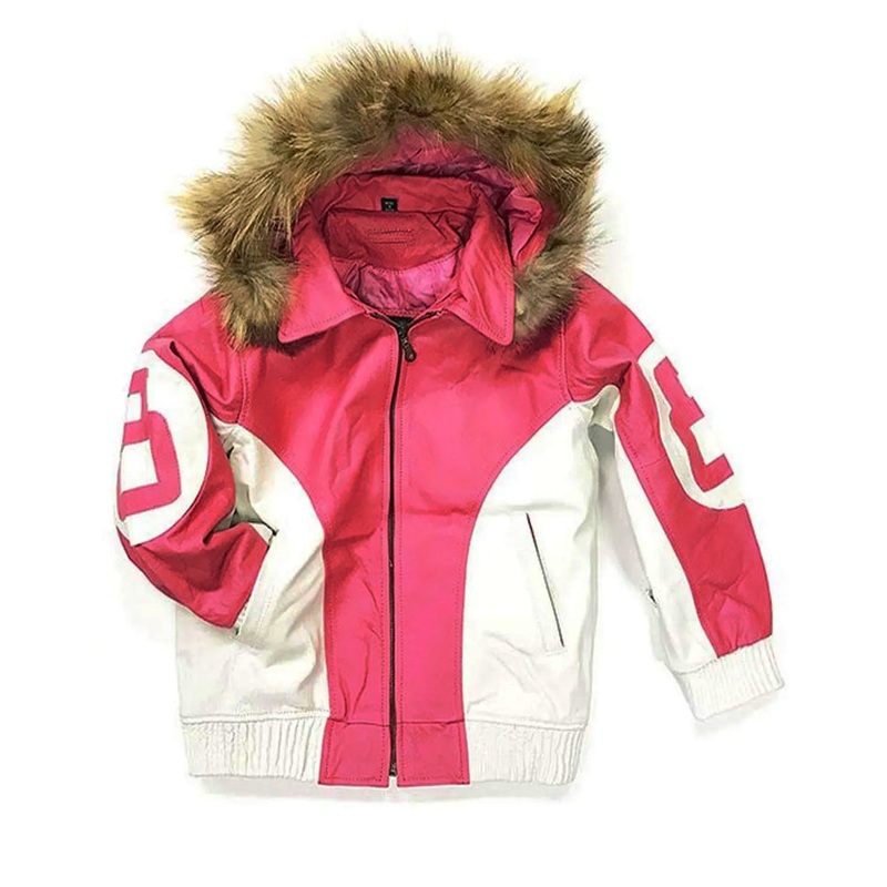 Elite Pink and White 8 Ball Parka Jacket with Hood