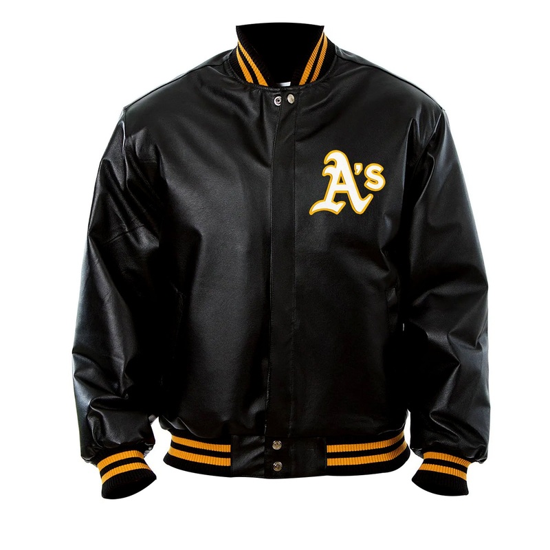 Elite Oakland Athletics Letterman Black Leather Jacket