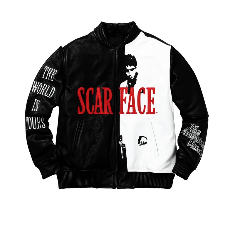 Elite Scarface Tony Montana Black and White Leather Jacket