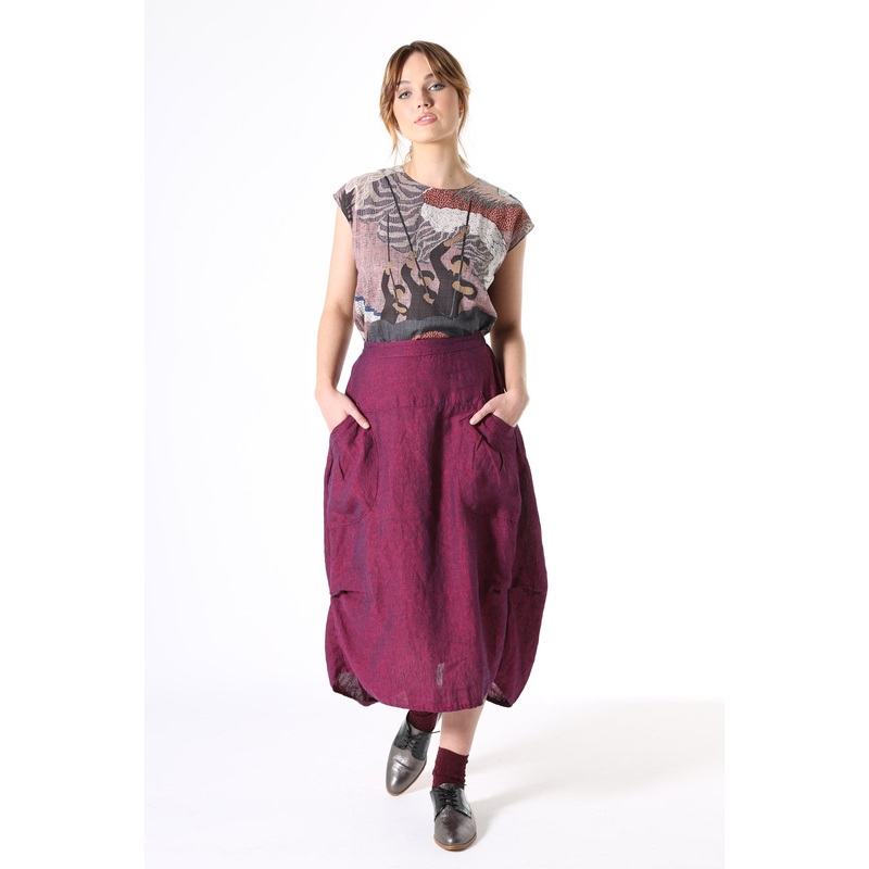 Milwaukee Rosa Linen Skirt Plum