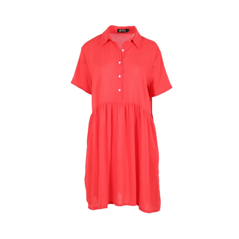 Pacific Villa Dress Tangerine in Seersucker