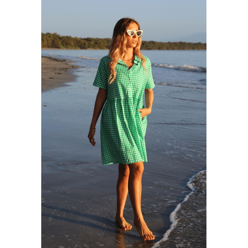 Sunshine Villa Dress Green in Cotton
