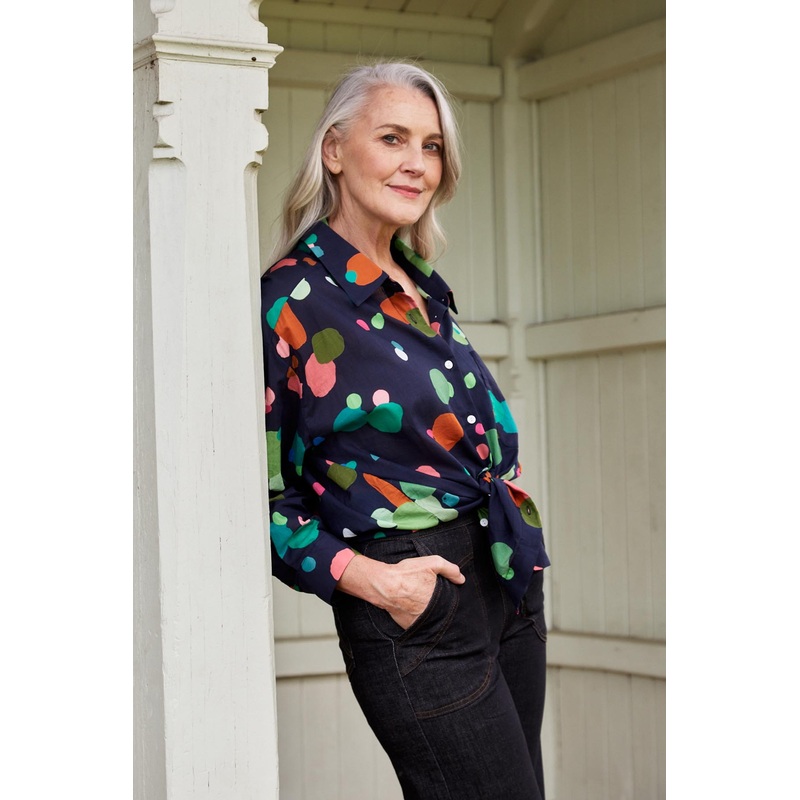 Astra LAX Shirt Navy in Cotton Voile