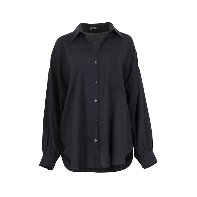 Le Bon Luminary Shirt Black Wash in Linen Blend