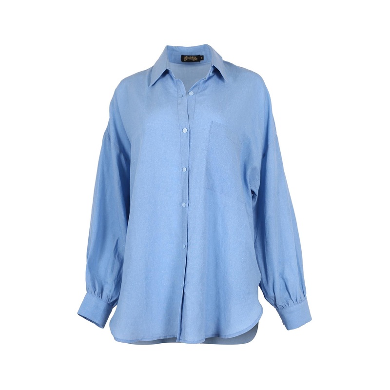 Le Bon Luminary Shirt Blue in Linen Blend