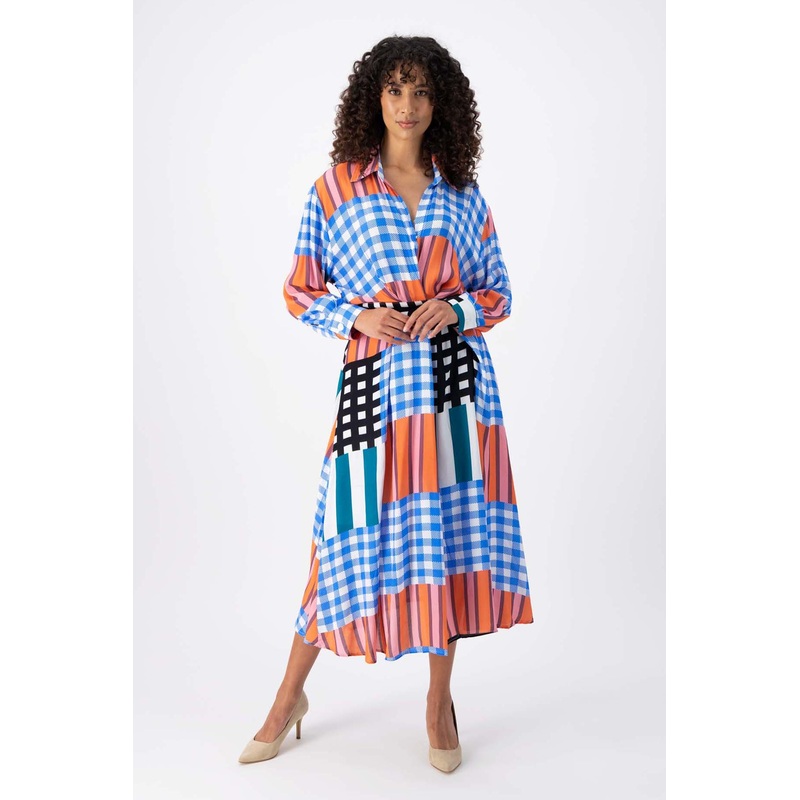 Central Park Parisian Midi Wrap Dress Blue in Viscose