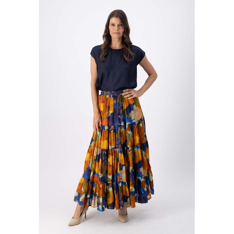 Fiorella LAX Tiered Skirt Earth in Cotton Voile