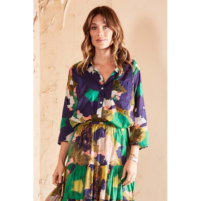 Fiorella Shirt Forest in Cotton Voile