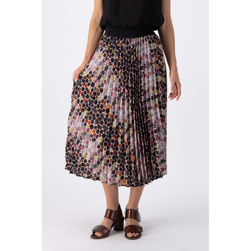 Kaleidoscope Pleated Skirt Grey