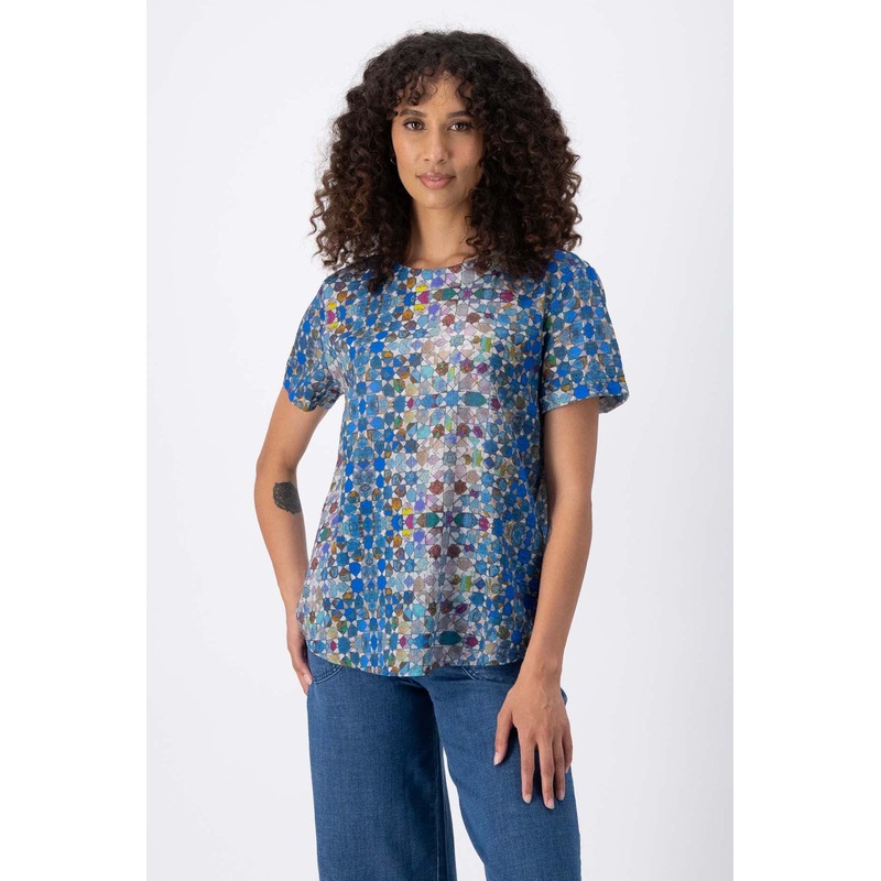 Kaleidoscope Top Blue in Seersucker