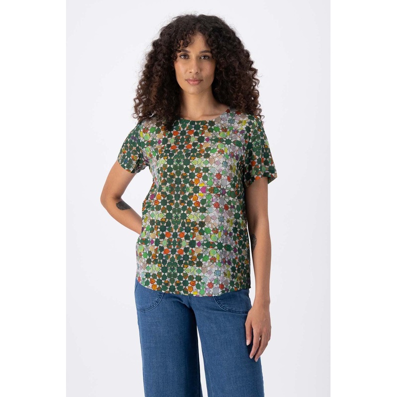 Kaleidoscope Top Green in Seersucker
